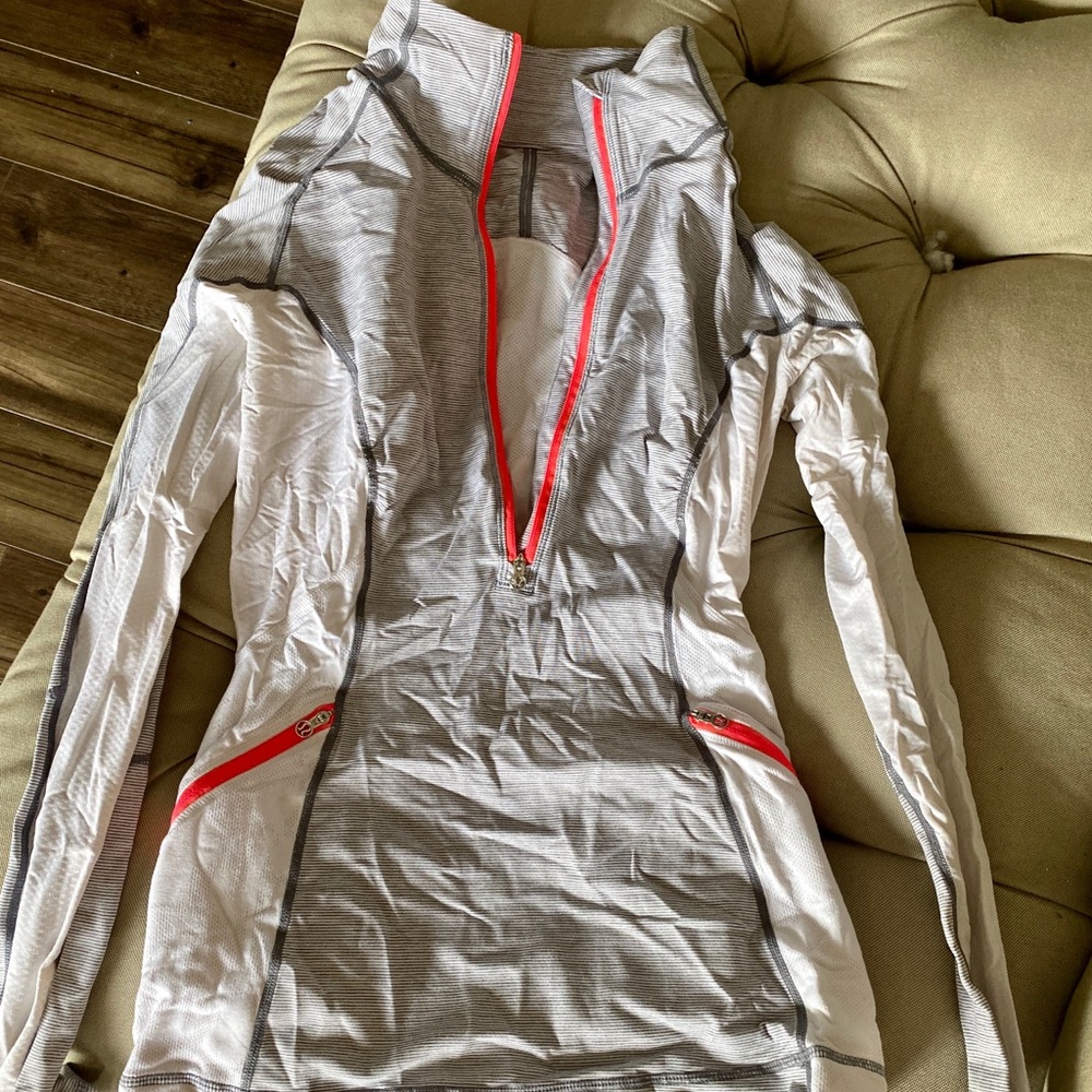 Lululemon grey white and pink pullover